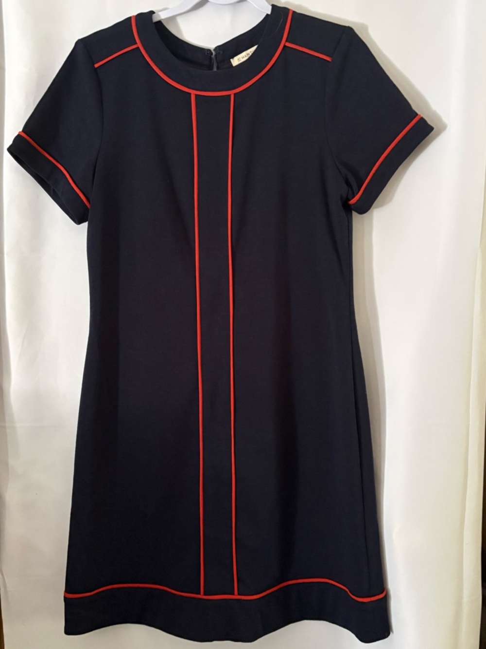 41 Hawthorn Navy Shift Dress with Red Trim